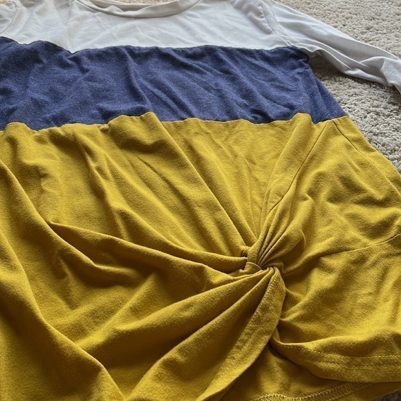 Colorblock knotted long sleeve shirt M - Picture 3 of 8